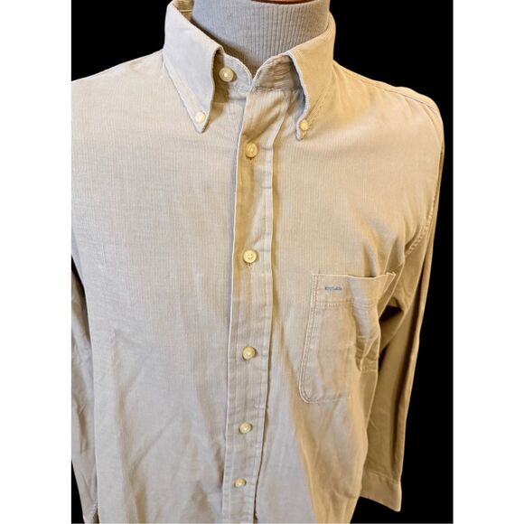 IZOD 21 Whale Corduroy Men’s Button Down Shirt Large Tan Weekend - Picture 7 of 9